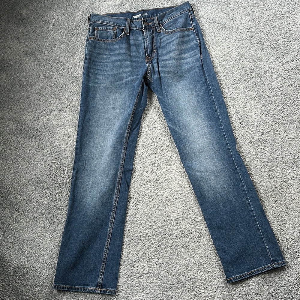 Old Navy Men’s Dark/ Distressed Wash Straight Leg Jeans